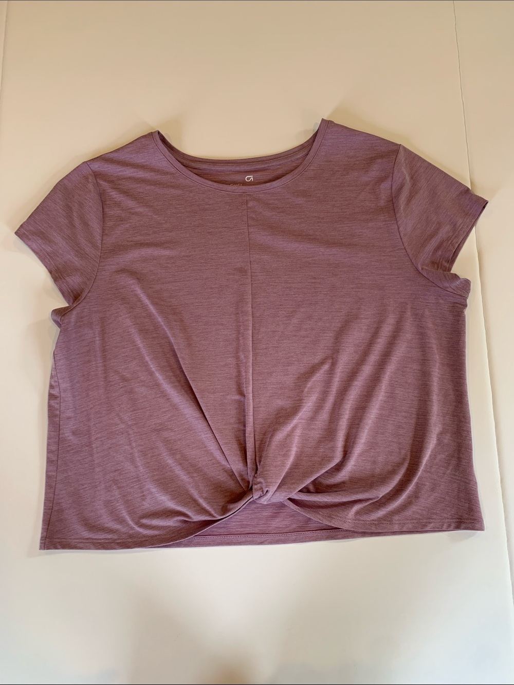 GapFit Women XL Purple Front Twist Knot Short Sleeve Activewear Top Crop Tee